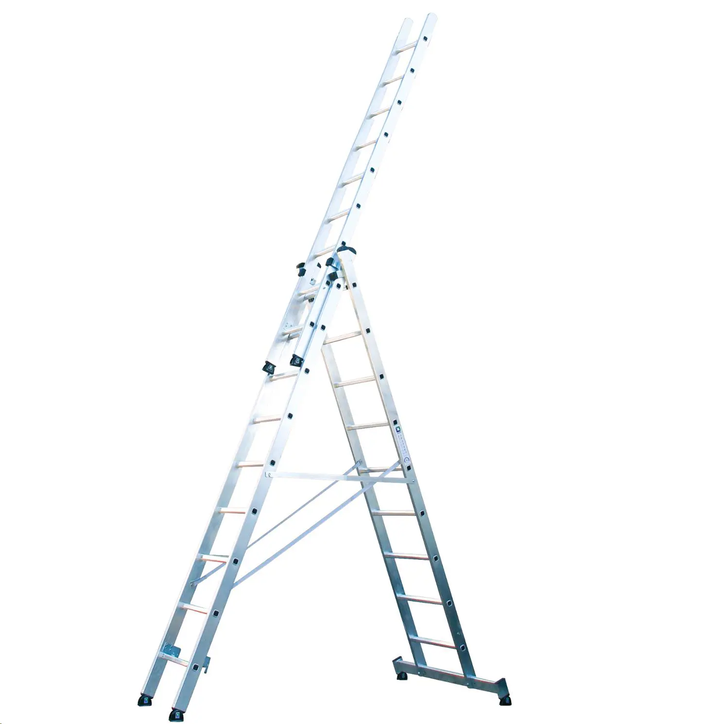 Aliuminės kopėčios, 3 dalių, (H=4,7-6,7m), 150kg