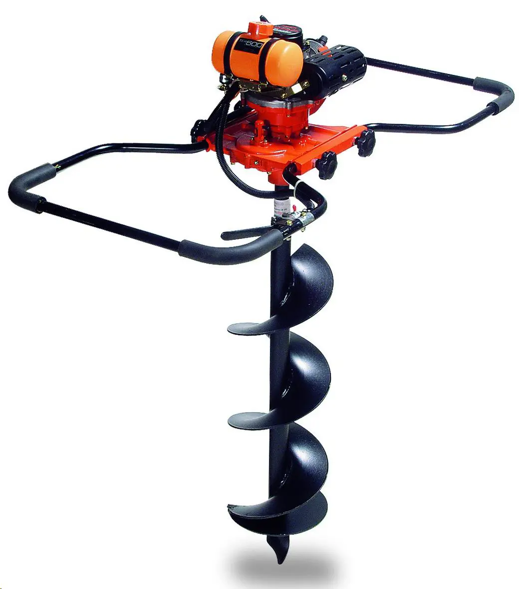 Žemės grąžtas, valdomas dviejų asmenų, benzininis