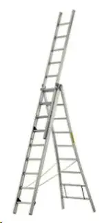 Aliuminės kombinuotos kopečios 3 dalių, pastatomos A forma, maks. h-7,27m