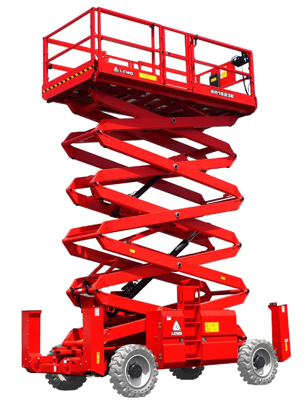 Nelygiems paviršiams skirtas akumuliatorinis žirklinis keltuvas, <18 m