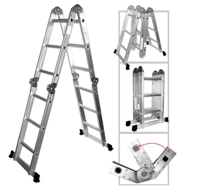 Aliuminės kopečios, MULTI-PURPOSE 4 pakopų, 4m