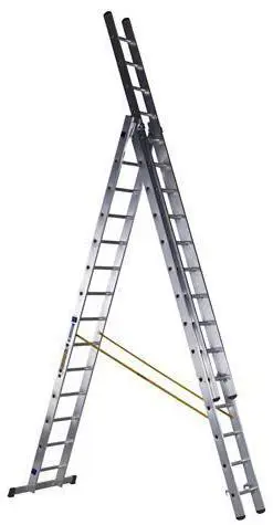 Aliuminio kombinuotos kopėčios 3 dalių, tinka A forma, maks. h-9,45m