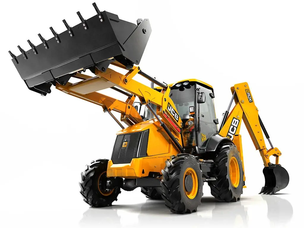 Backhoe loader, front small wheels