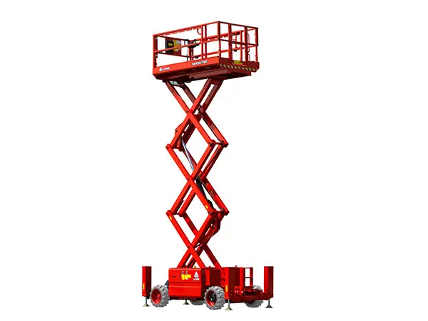 Electric rough terrain scissor lift (battery, 4 WD), 10m