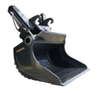 Tilting grading buckets for mini excavators