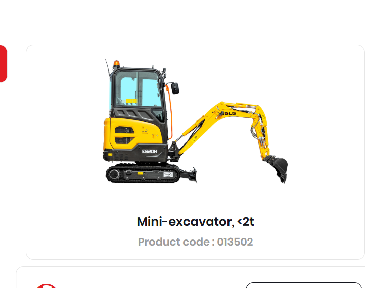 Mini-excavator, <2t