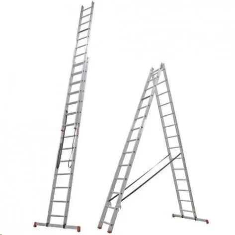 Aluminum ladder, 2 parts (2x14 steps), 7,19m, 150kg