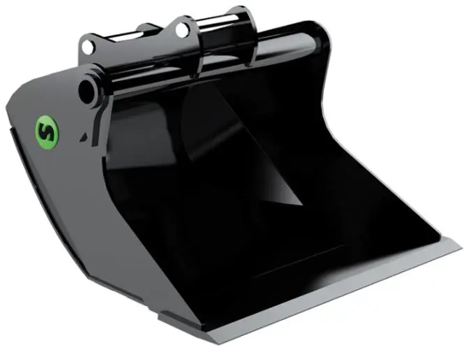 Grading buckets for wheel and crawler excavators