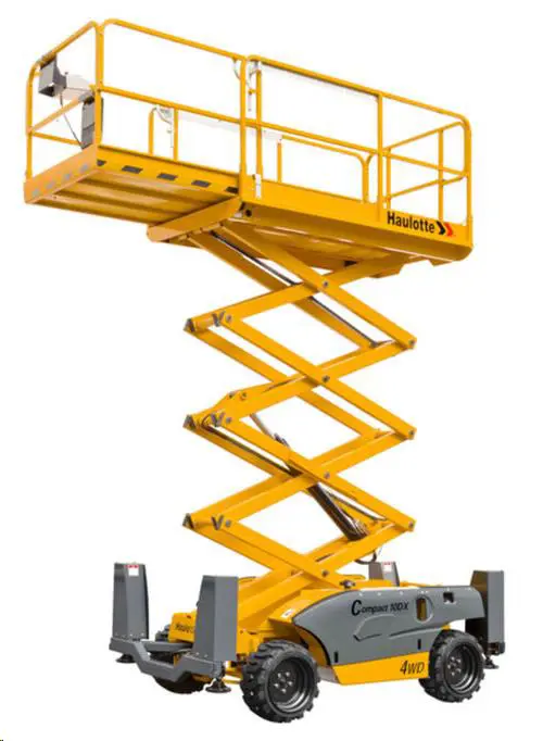 Compact rough-terrain scissor lift (diesel, 4 WD), 10m