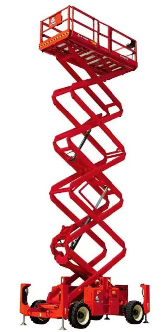 Electric rough terrain scissor lift (battery, 4 WD), 12m