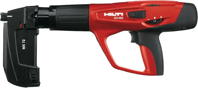 Powder-actuated nailer for fastening to concrete