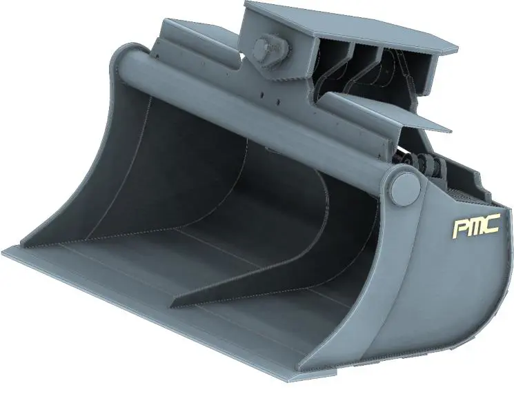 Grading buckets for wheel and crawler excavators