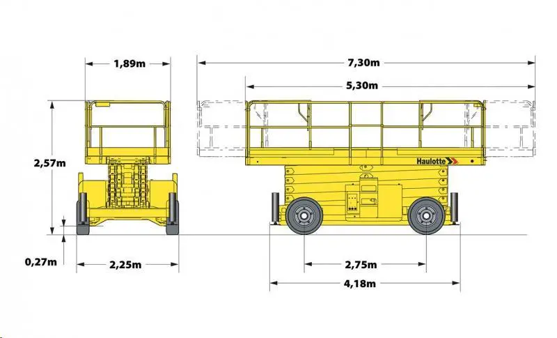 Saxlift terränggående med stor plattform (diesel, 4WD), 12 m