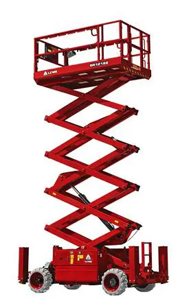 Saxlift terränggående (el, batteri, 4WD), 14 m